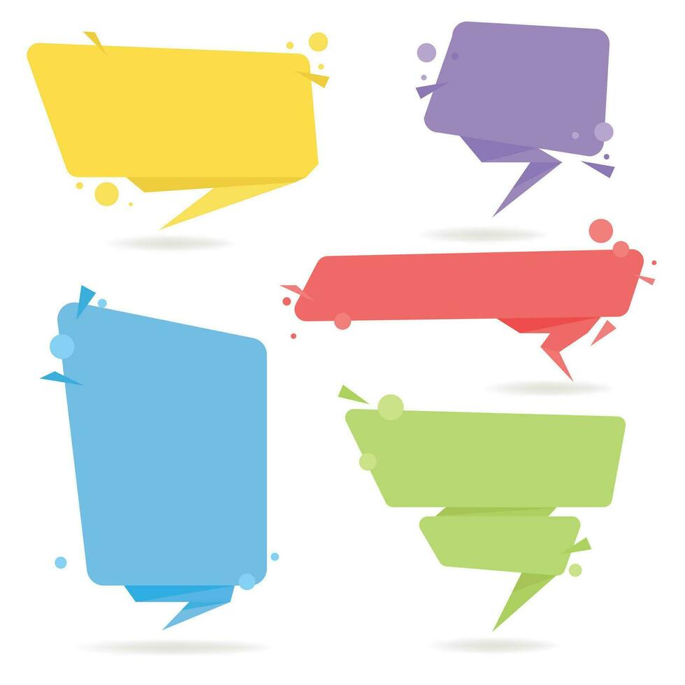 Set of blank origami banners. vector