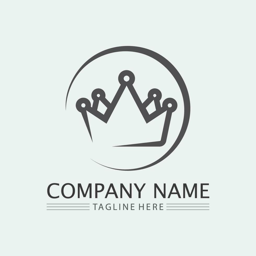 corona logo y reina, Rey logo plantilla de diseño vector ilustración
