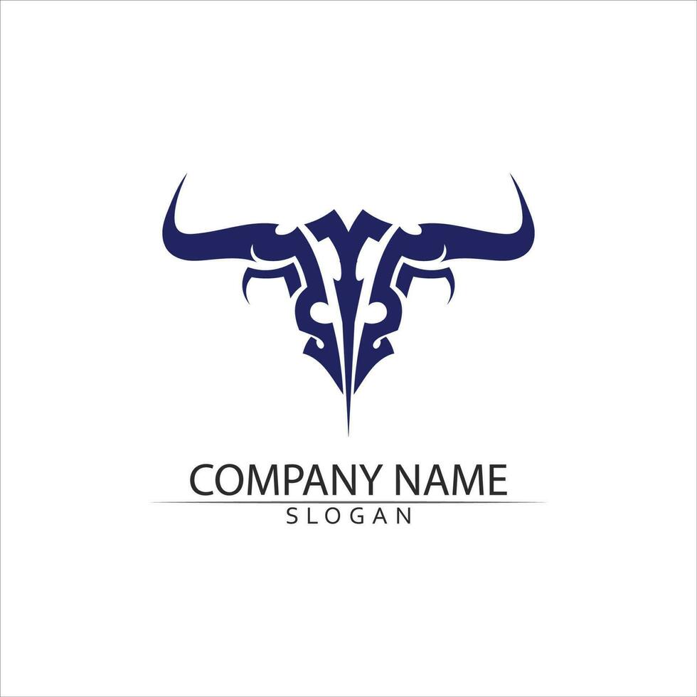 Aplicación de iconos de plantilla de logotipo y símbolos de cuerno de toro y búfalo vector