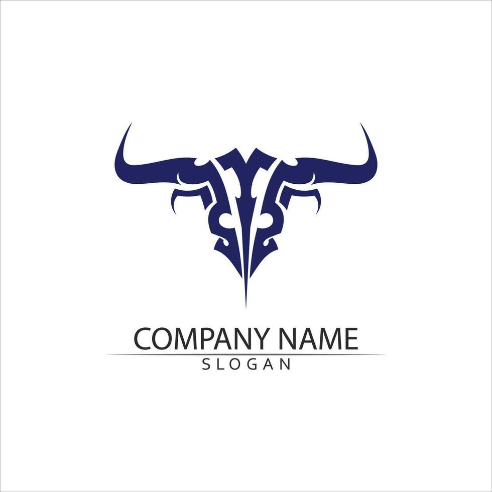 Bull horn and buffalo logo and symbols template icons app vector