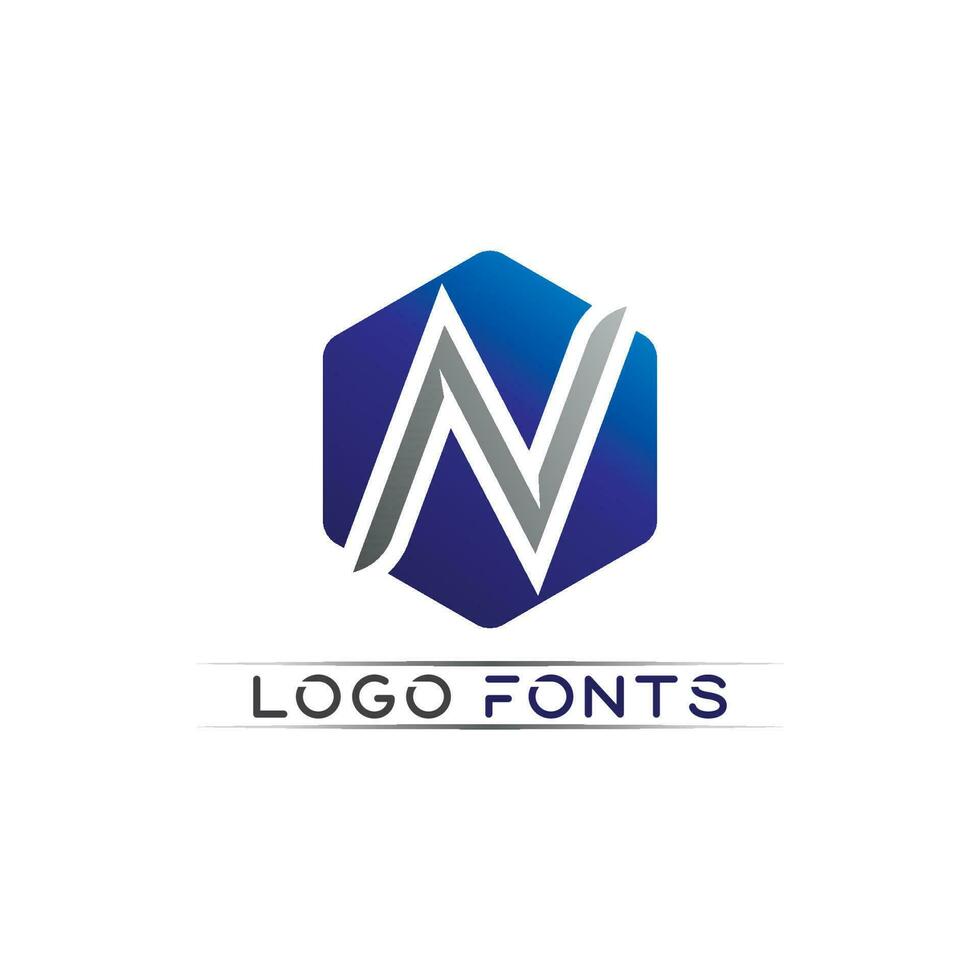 N logo font company logo business and letter initial N design vector and letter for logo