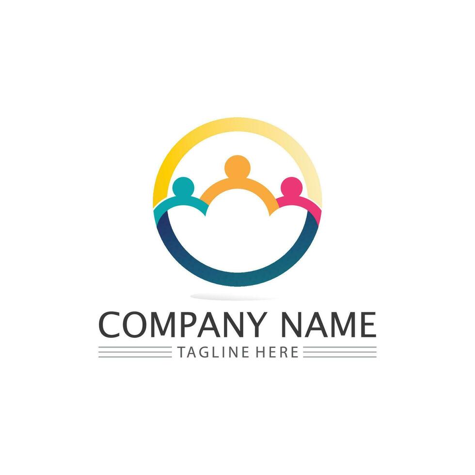 people Community,care group network and social icon design template vector