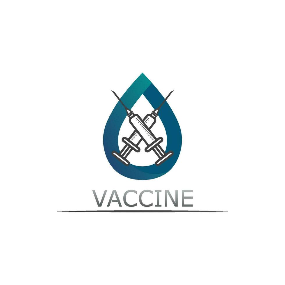 Vaccin logo medical vector antibiotic vaccination virus vaccine, design and illustration for health care
