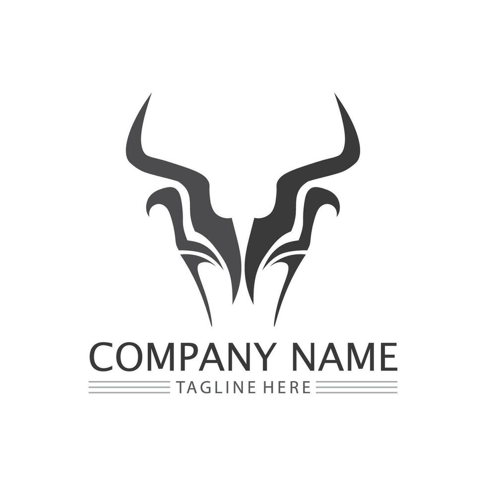 Bull horn cow and buffalo logo and symbol template icons app vector