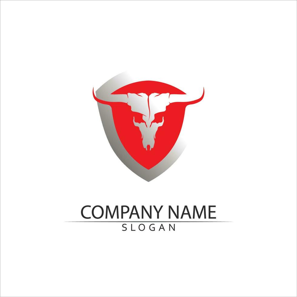 Bull horn and buffalo logo and symbols template icons app vector