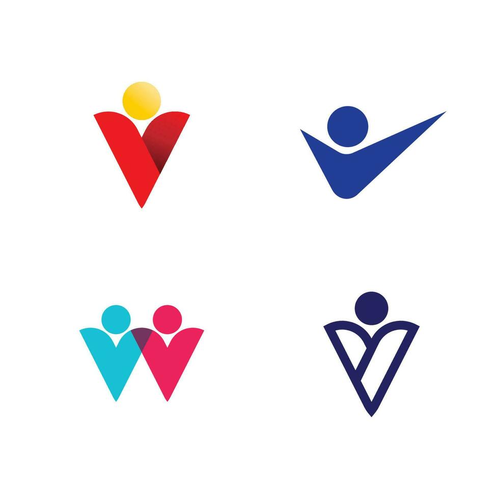 logotipo de personas, equipo, trabajo exitoso de personas, grupo y comunidad, logotipo de empresa y negocio de grupo y cuidado de diseño, icono familiar logotipo de éxito vector