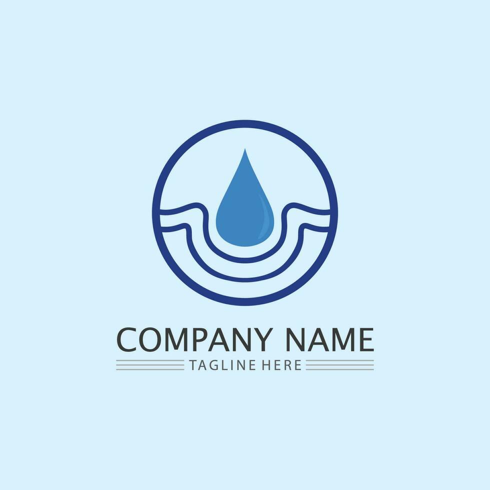 Icono de onda y gota de agua, diseño de ilustraciones vectoriales, logotipo empresarial vector