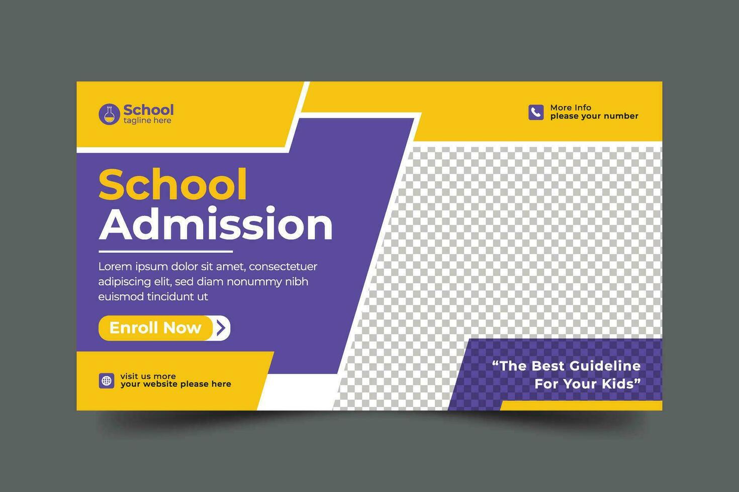 Vector school admission web banner template for school promotion post bannerVector school admission web banner template for school promotion post banner