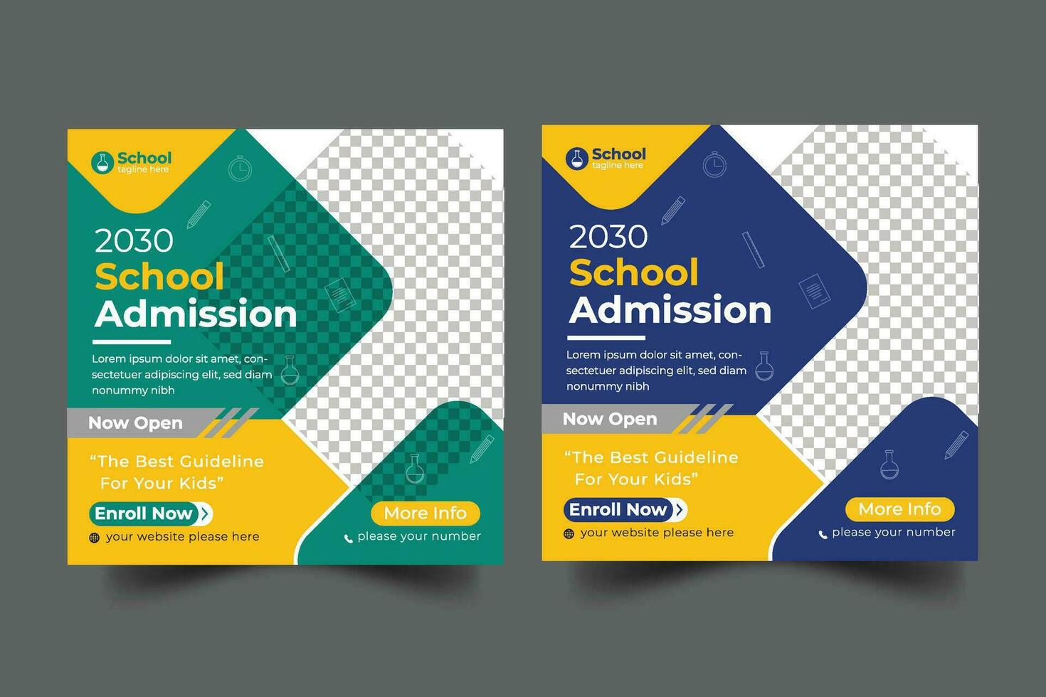 Vector school admission social media post template for school promotion post bannerVector school admission social media post template for school promotion post banner