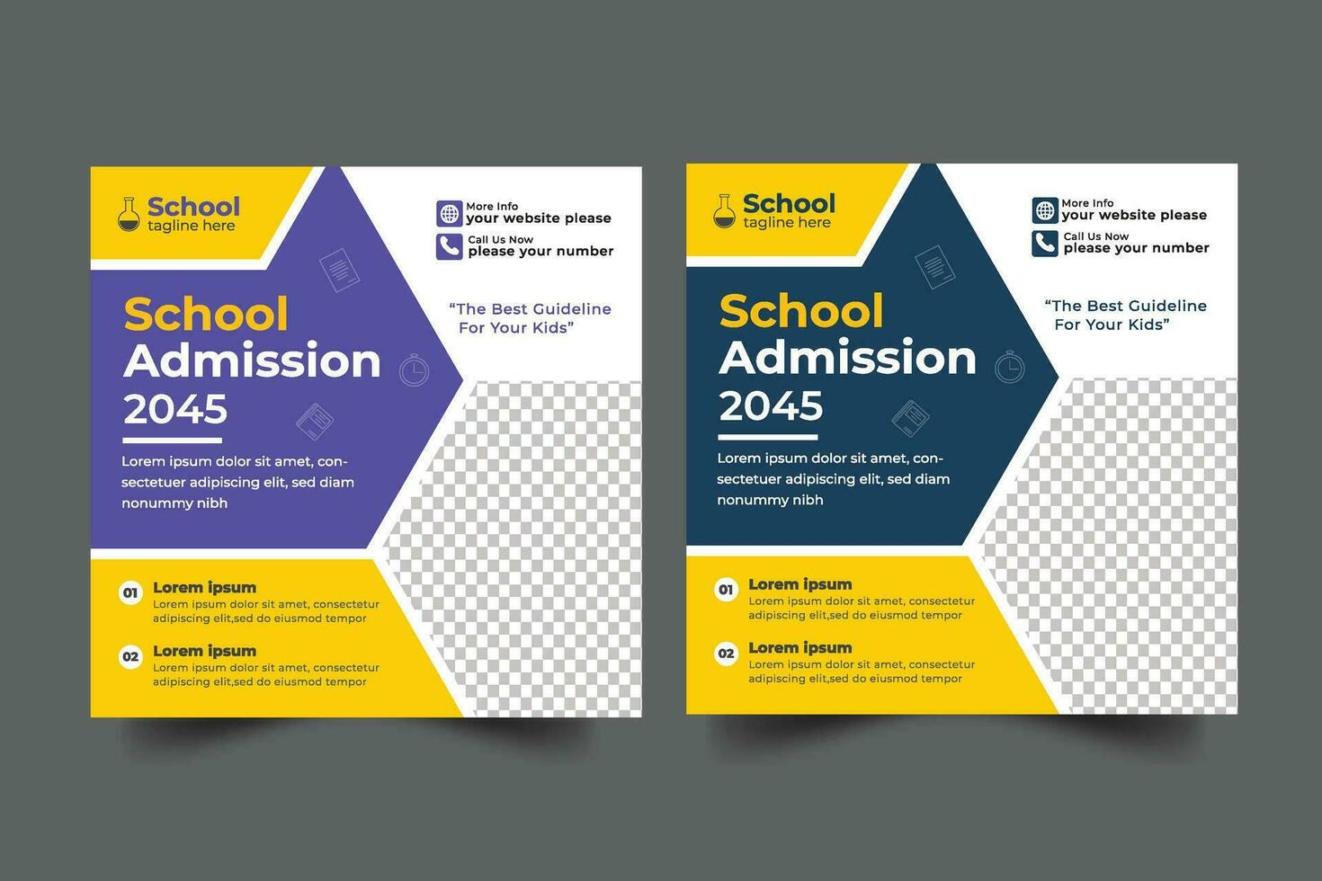 Vector school admission social media post template for school promotion post bannerVector school admission social media post template for school promotion post banner
