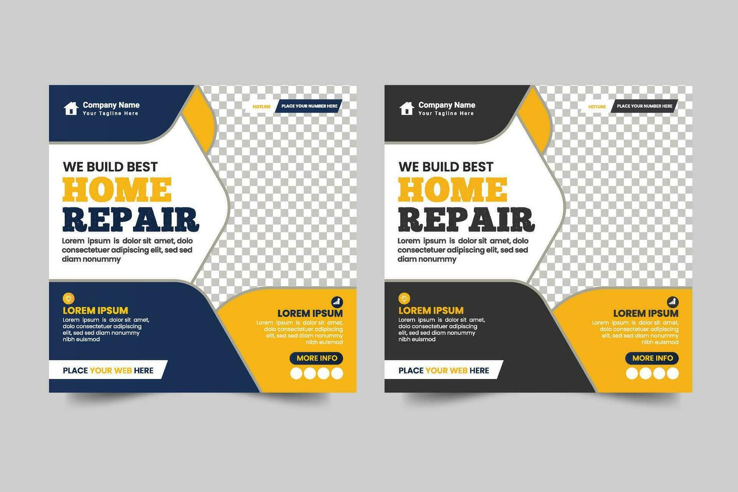 Vector construction and house renovation services social media post and web banner design templateVector construction and house renovation services social media post and web banner design template