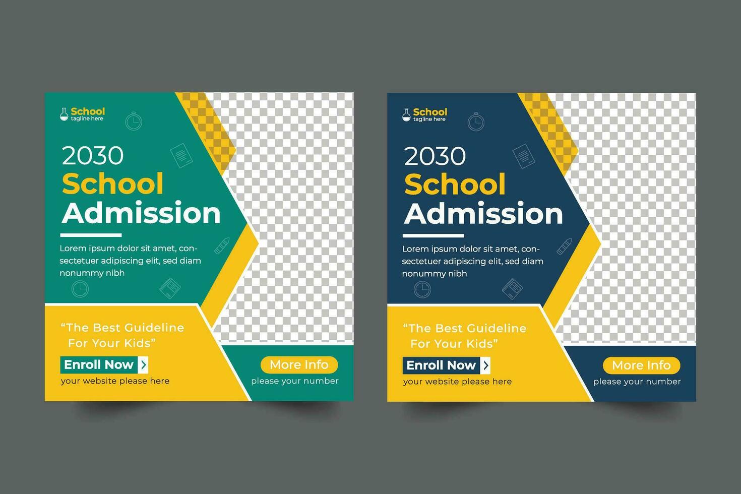 Vector school admission social media post template for school promotion post bannerVector school admission social media post template for school promotion post banner