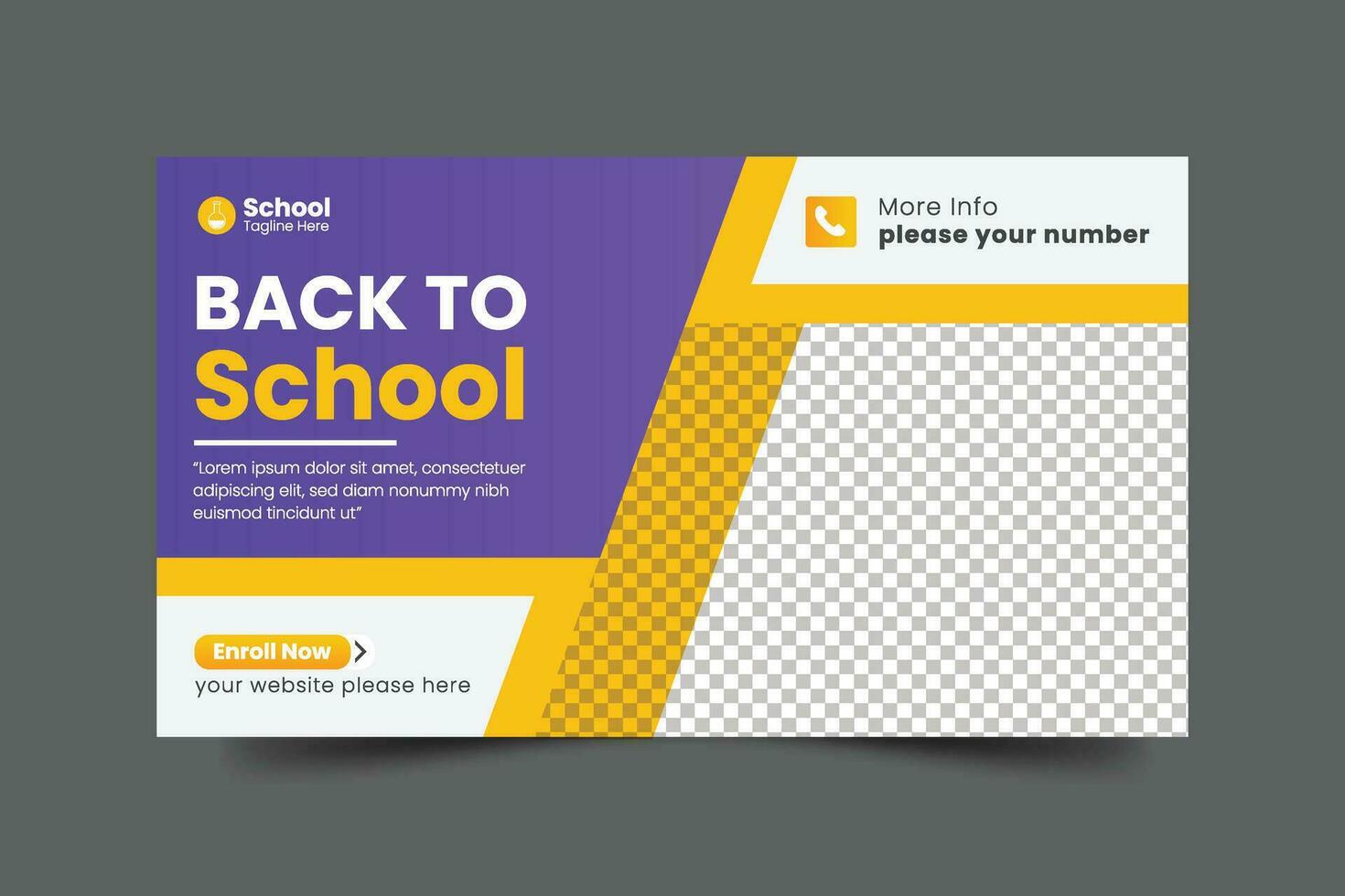 Vector school admission web banner template for school promotion post bannerVector school admission web banner template for school promotion post banner