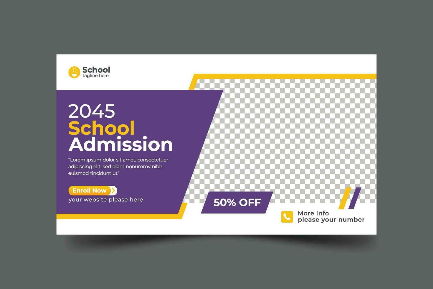 Vector school admission web banner template for school promotion post bannerVector school admission web banner template for school promotion post banner