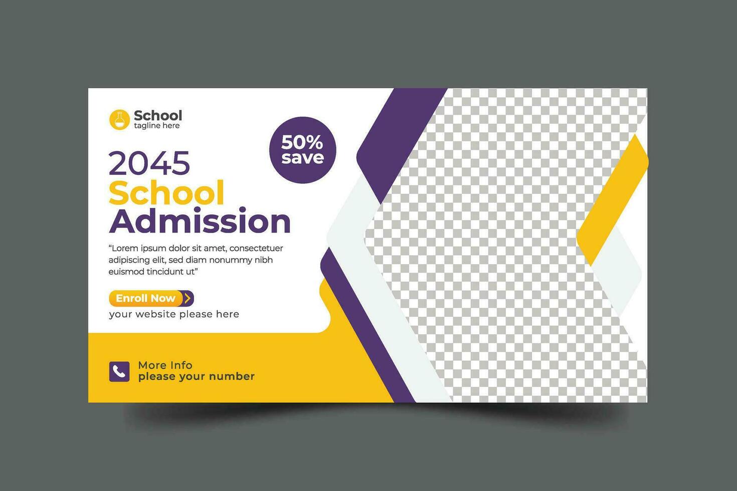 Vector school admission web banner template for school promotion post bannerVector school admission web banner template for school promotion post banner