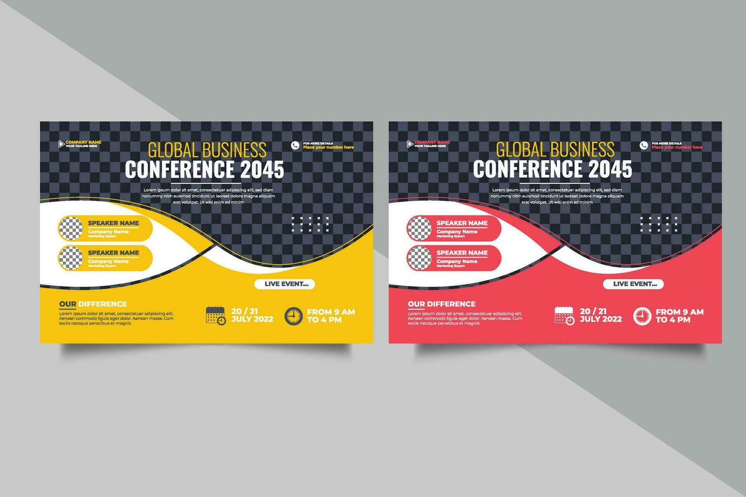 Vector business conference or webinar horizontal flyer and invitation banner