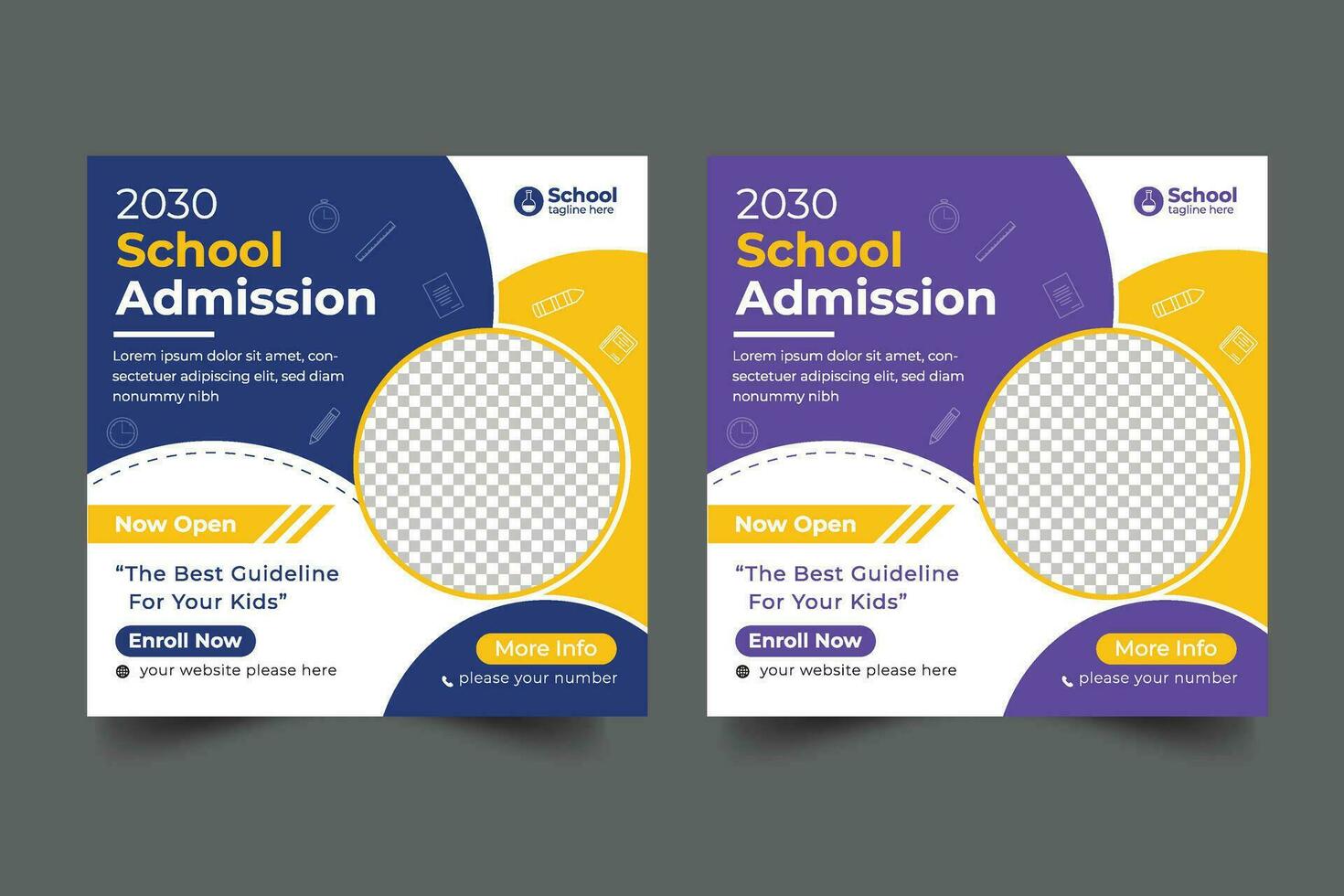 Vector school admission social media post template for school promotion post bannerVector school admission social media post template for school promotion post banner