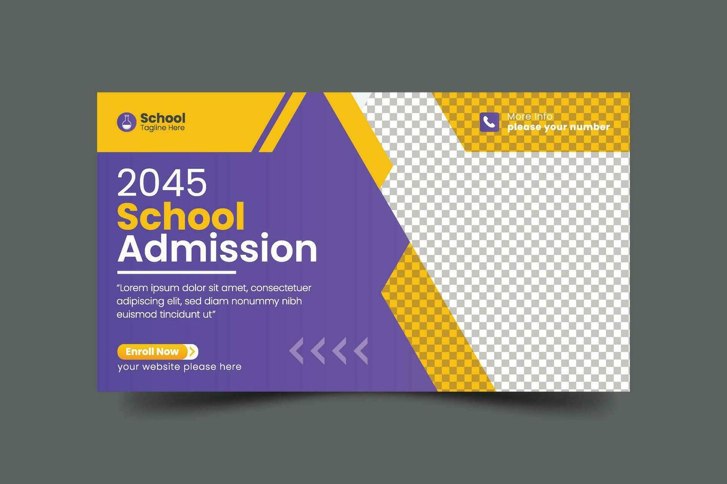 Vector school admission web banner template for school promotion post bannerVector school admission web banner template for school promotion post banner