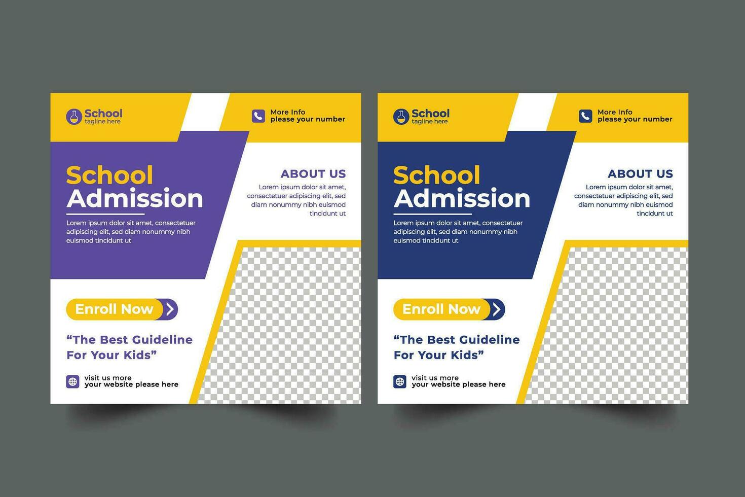 Vector school admission social media post template for school promotion post bannerVector school admission social media post template for school promotion post banner