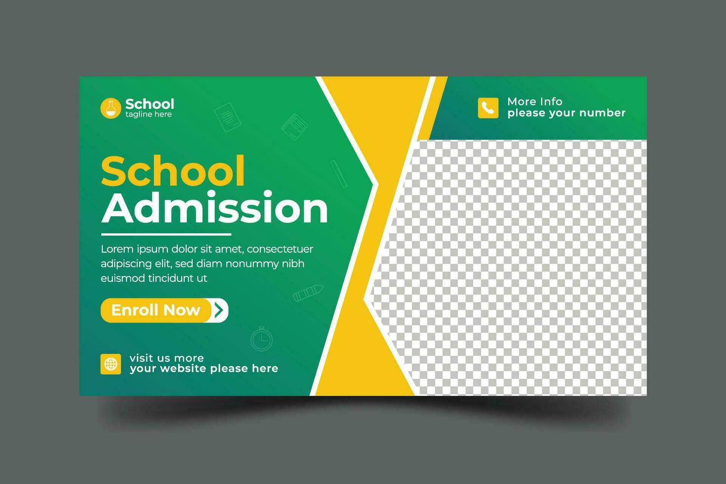 Vector school admission web banner template for school promotion post bannerVector school admission web banner template for school promotion post banner