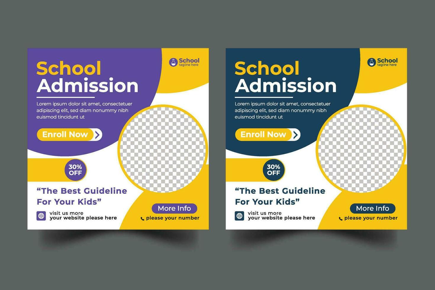 Vector school admission social media post template for school promotion post bannerVector school admission social media post template for school promotion post banner