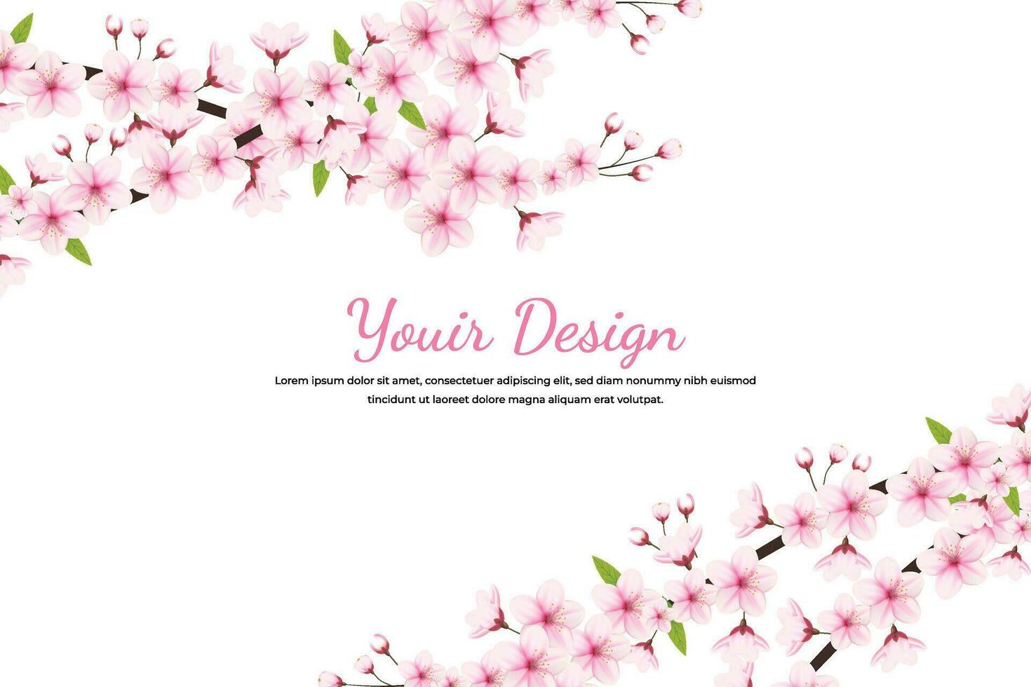 Realistic cherry blossom and  cherry flowers and petals illustration,cherry blossom vector. pink sakura flower background. cherry blossom flower blooming vector