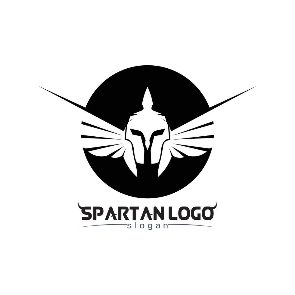 espartano logo negro gladiador y vector diseño casco y cabeza negro