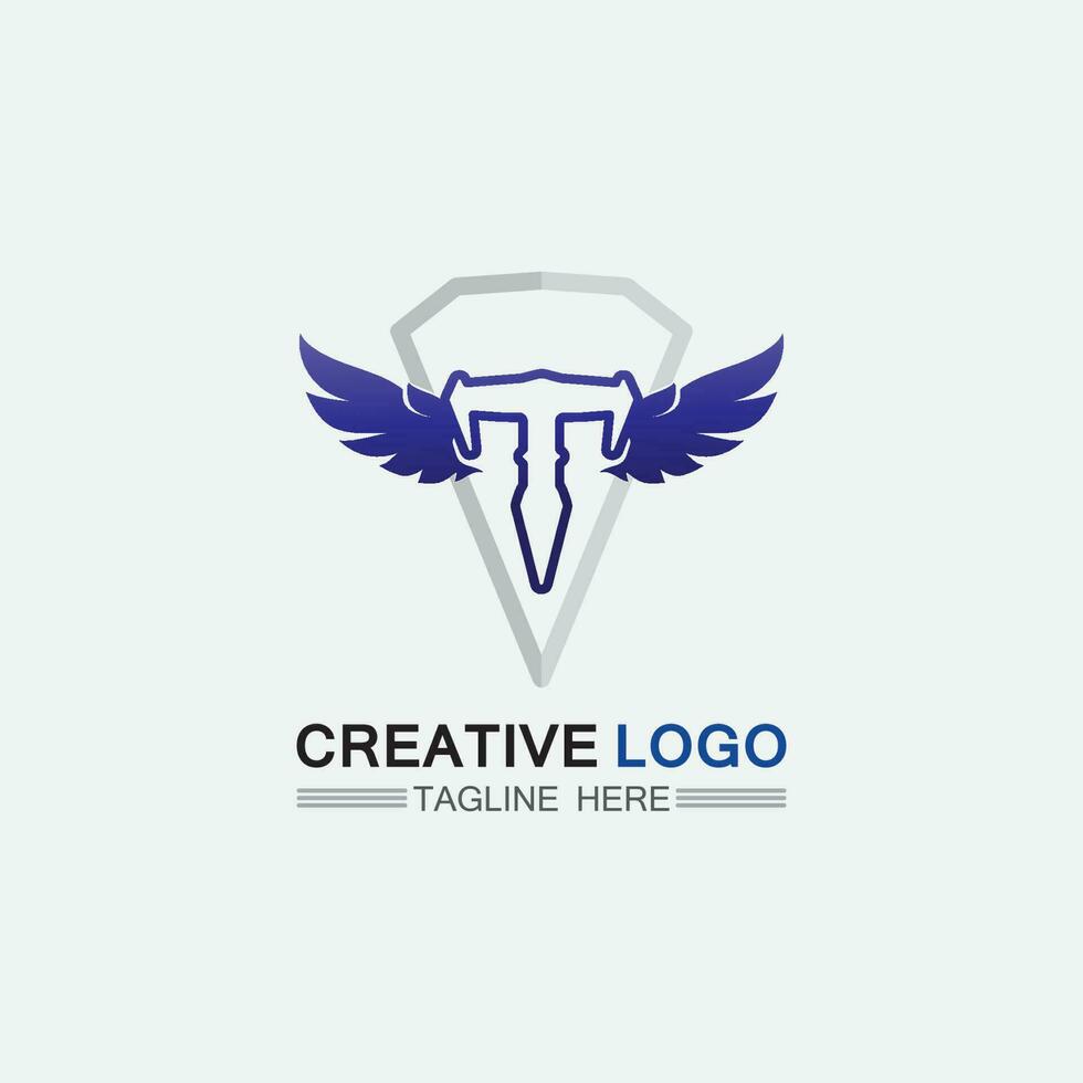 letra t, t logo vector fuente alfabeto diseño e icono t