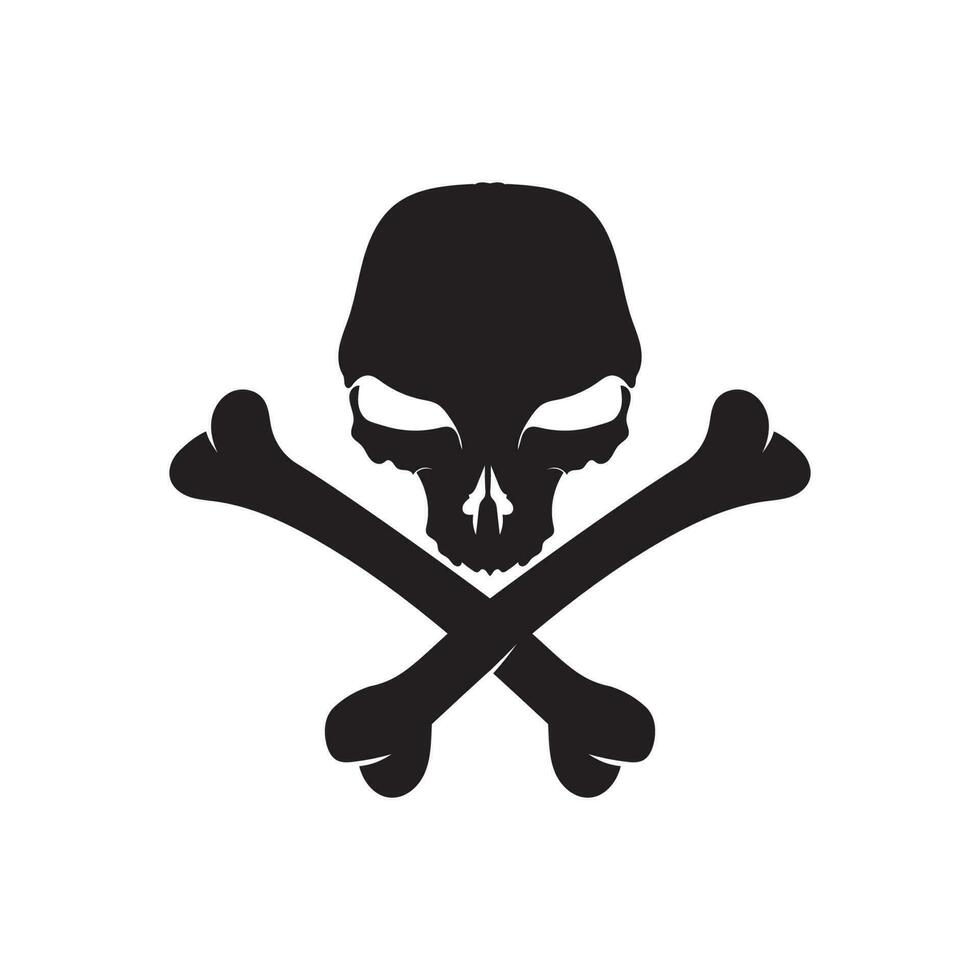 Crossbones death skull, danger or poison flat icon for apps and websites vector
