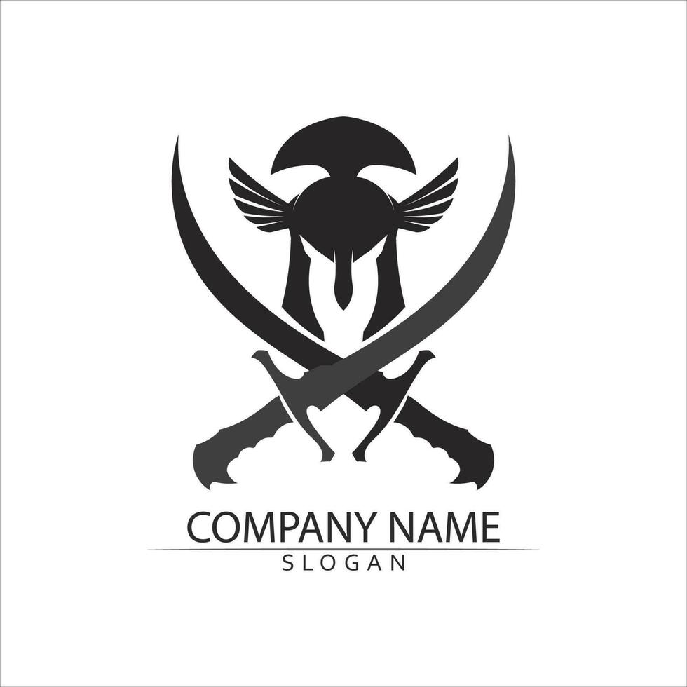 Spartan helmet logo template vector