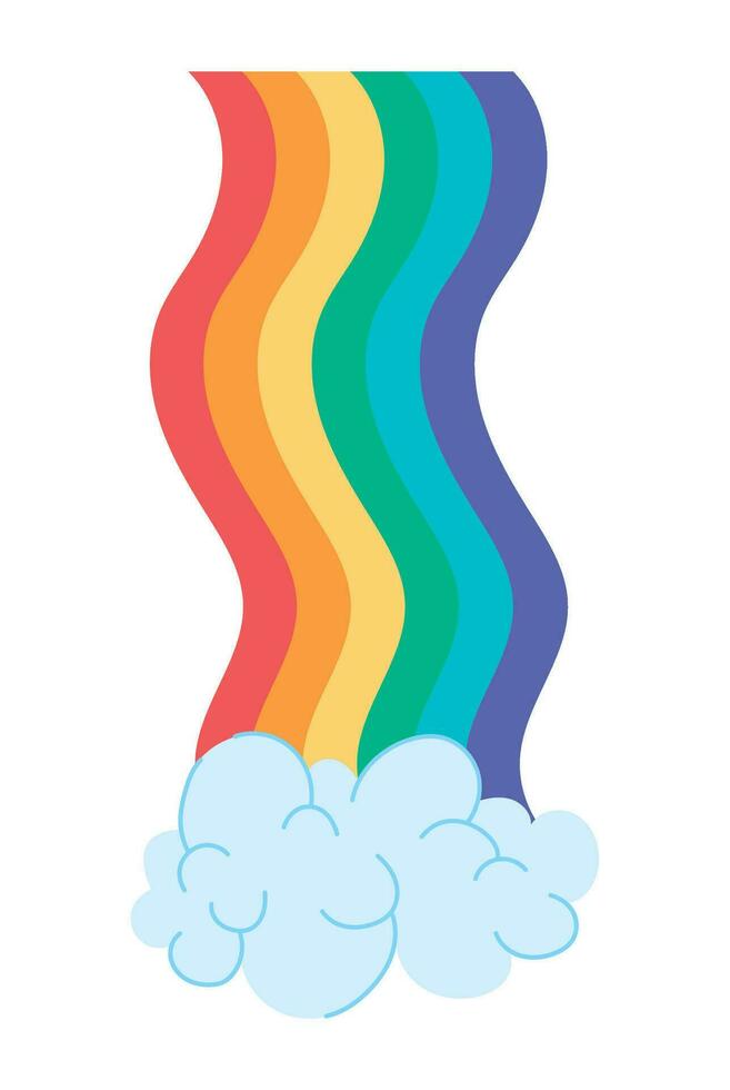rainbow and cloud over white vector