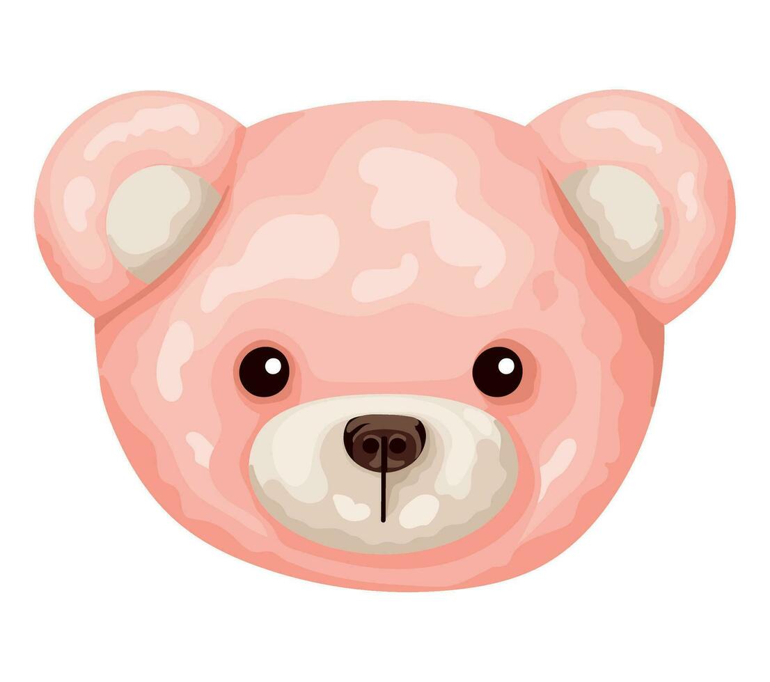 pink teddy face over white vector