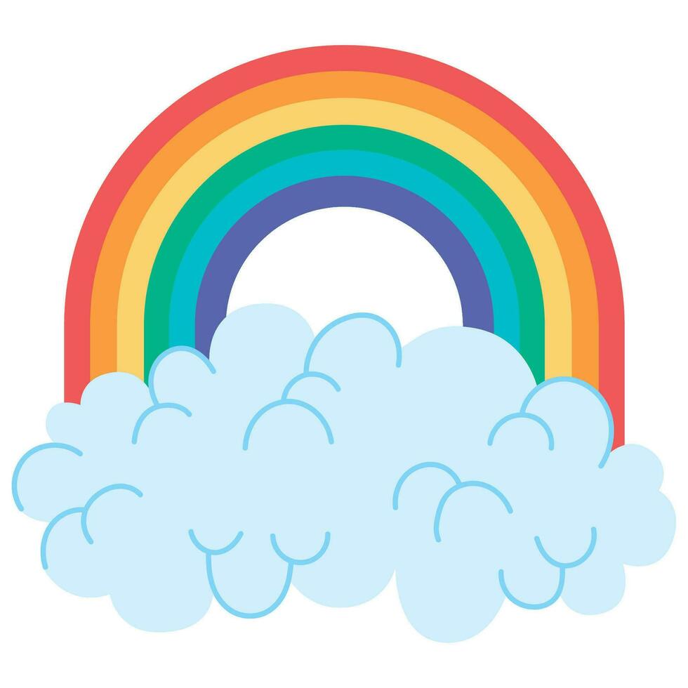 arco iris en nubes terminado blanco vector