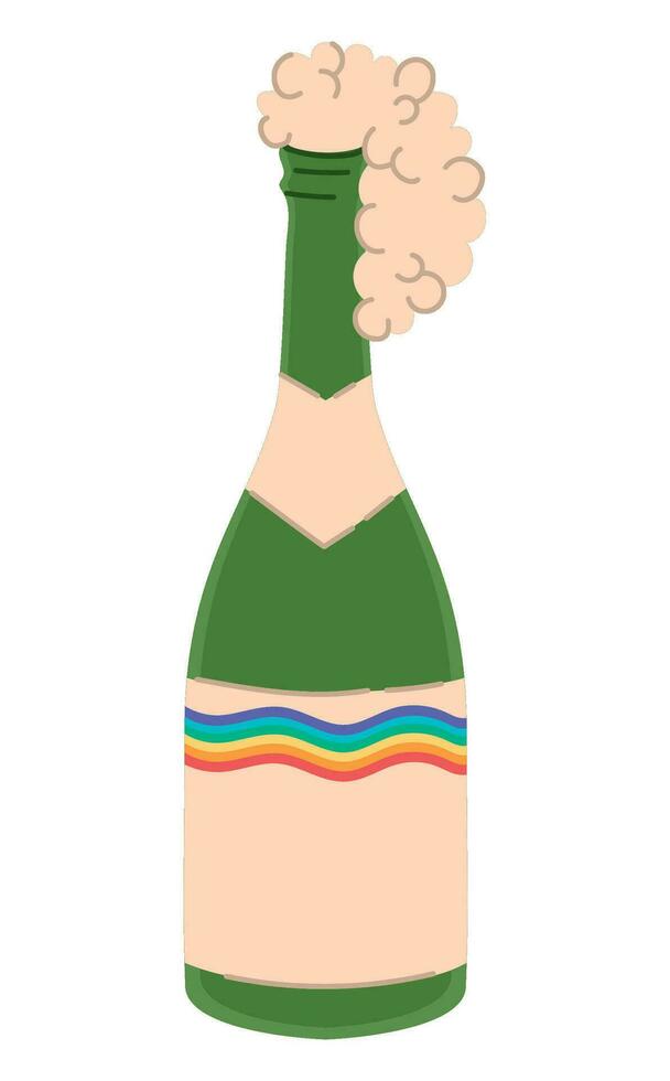 champagne bottle design with lgbtq flag vector