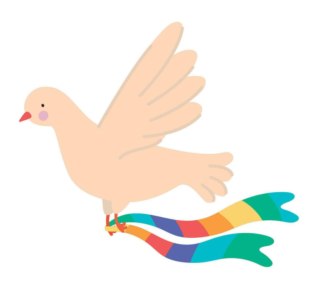 pigeon with lgbtq flag over white vector