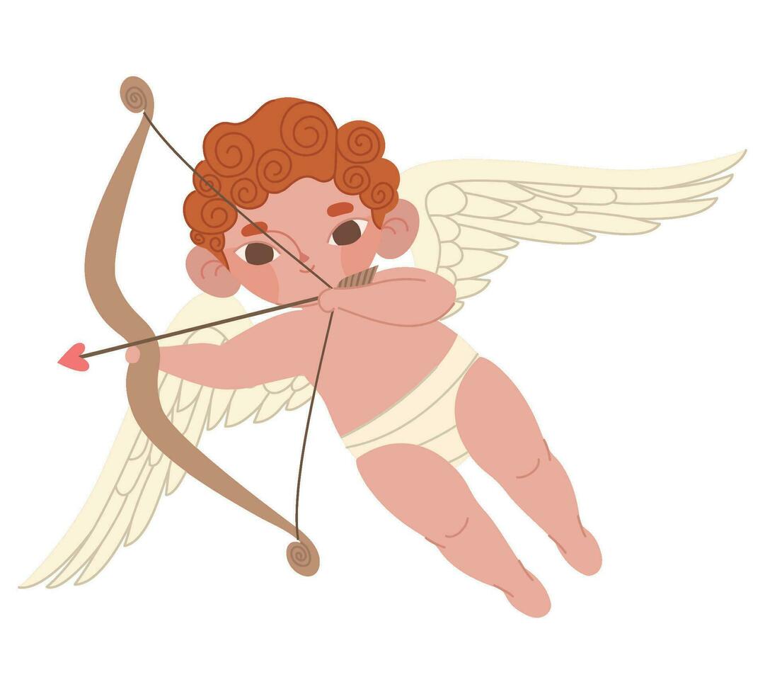 cupid with bow over white vector