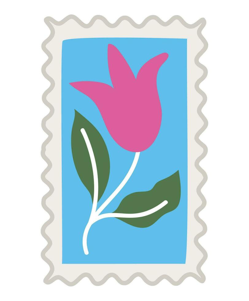 flower stamp icon over white vector