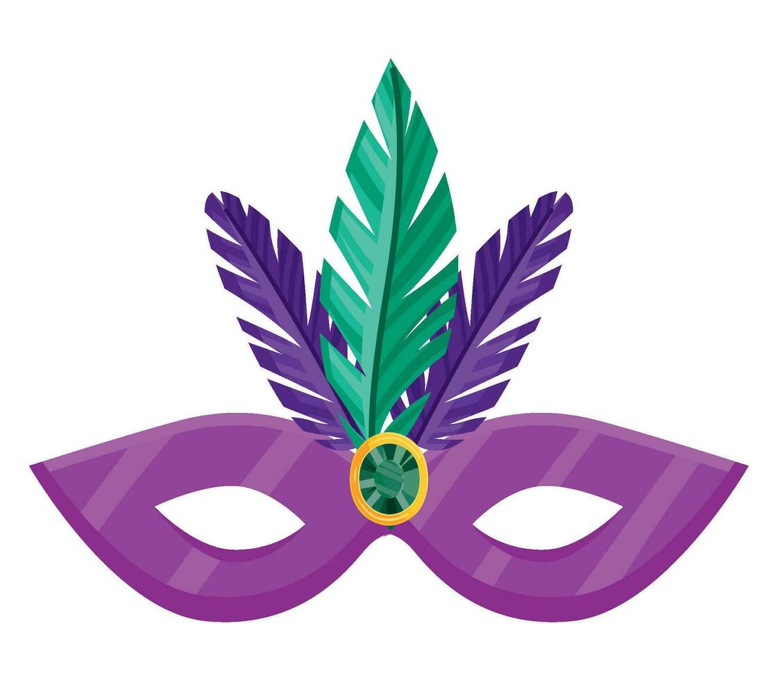 colored mardi gras mask over white vector