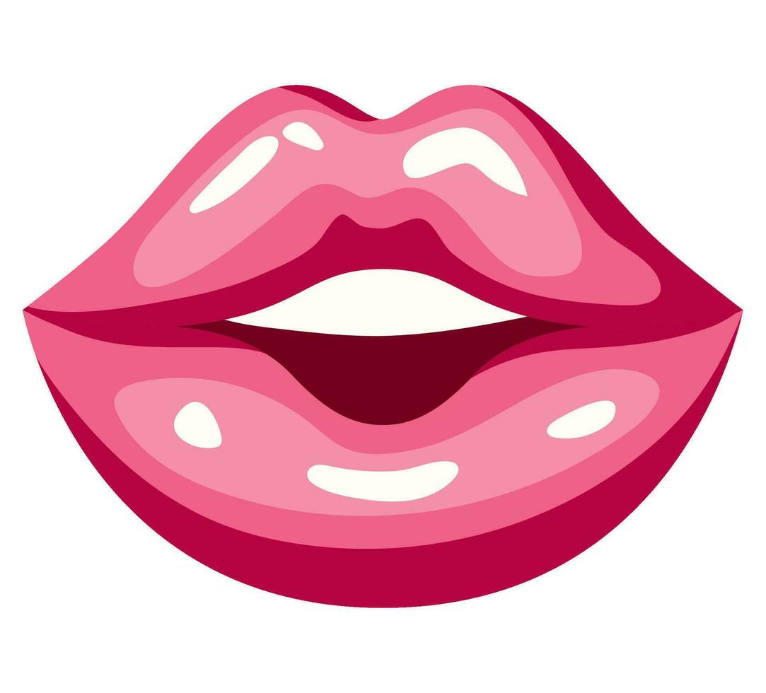 pink lips design over white vector