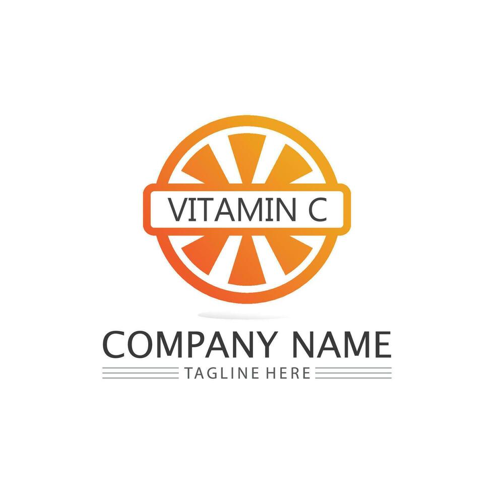 c logo para vitamina y fuente c carta identidad y diseño de negocios vector