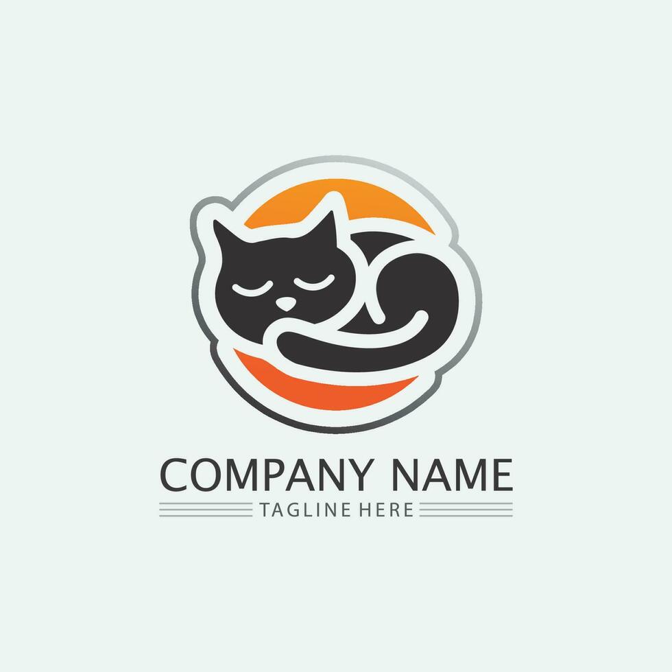 cat logo and vector animal icon footprint kitten calico logo dog symbol cartoon character sign illustration doodle design