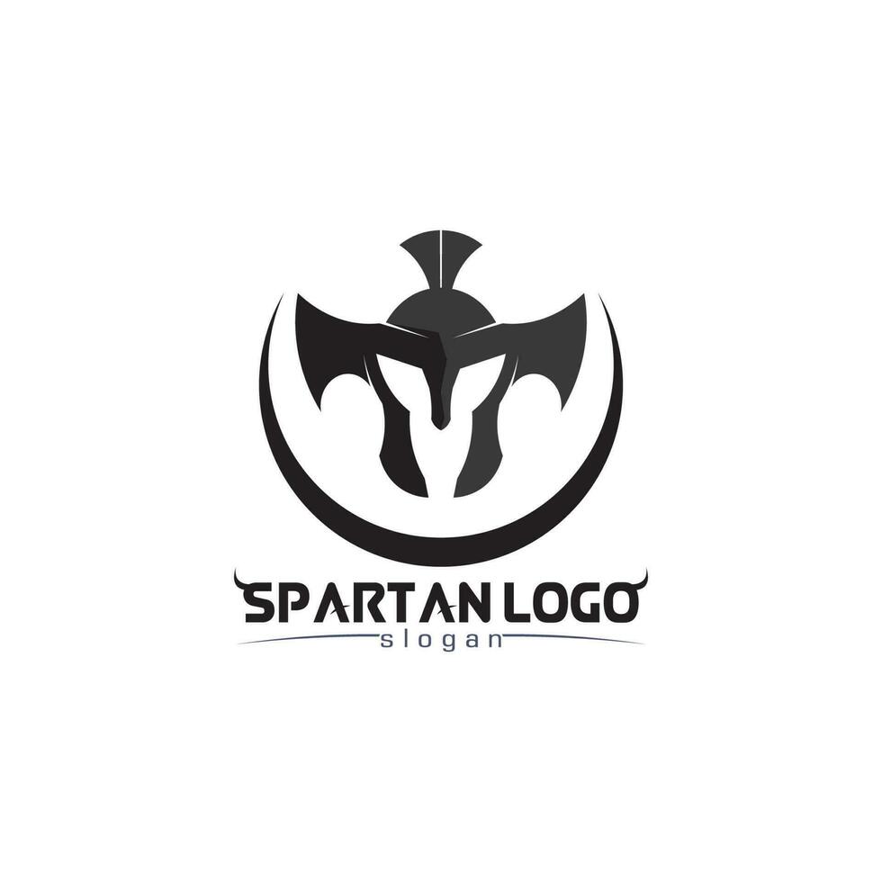 espartano logo negro gladiador y vector diseño casco y cabeza negro