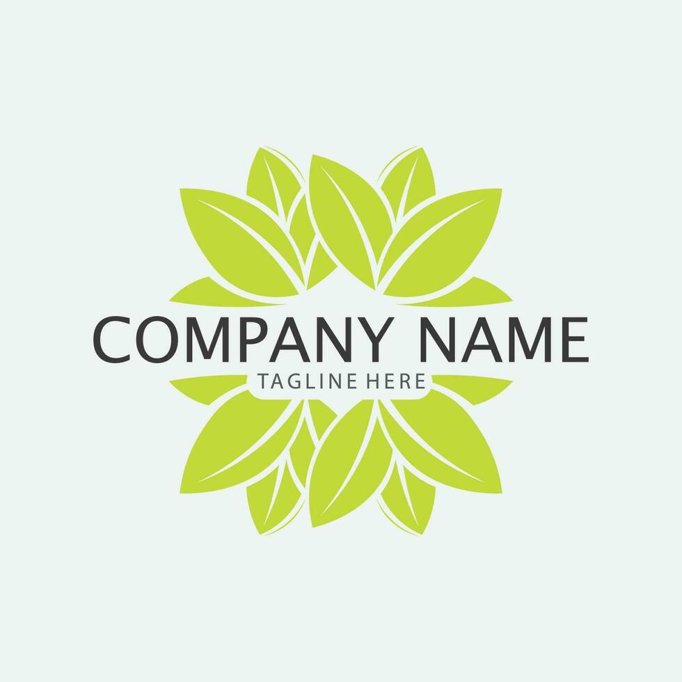 LEAF AND NATURE TREE LOGO FOR BUSINESS VECTOR GREEN PLANT ECOLOGY DESIGN