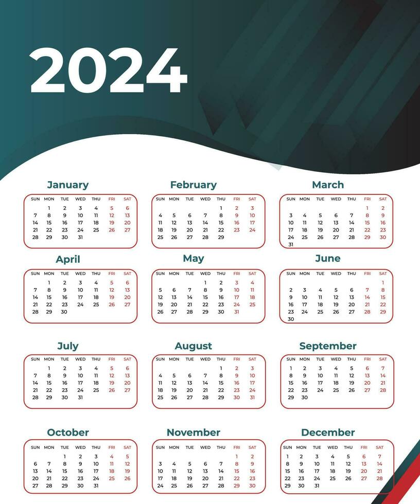 Unique and creative Calendar Design template 2024 vector