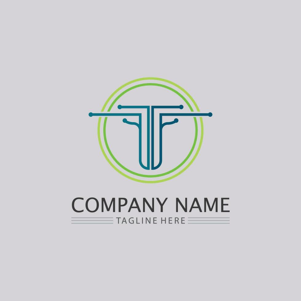 T letter, T logo vector font alphabet design and icon T
