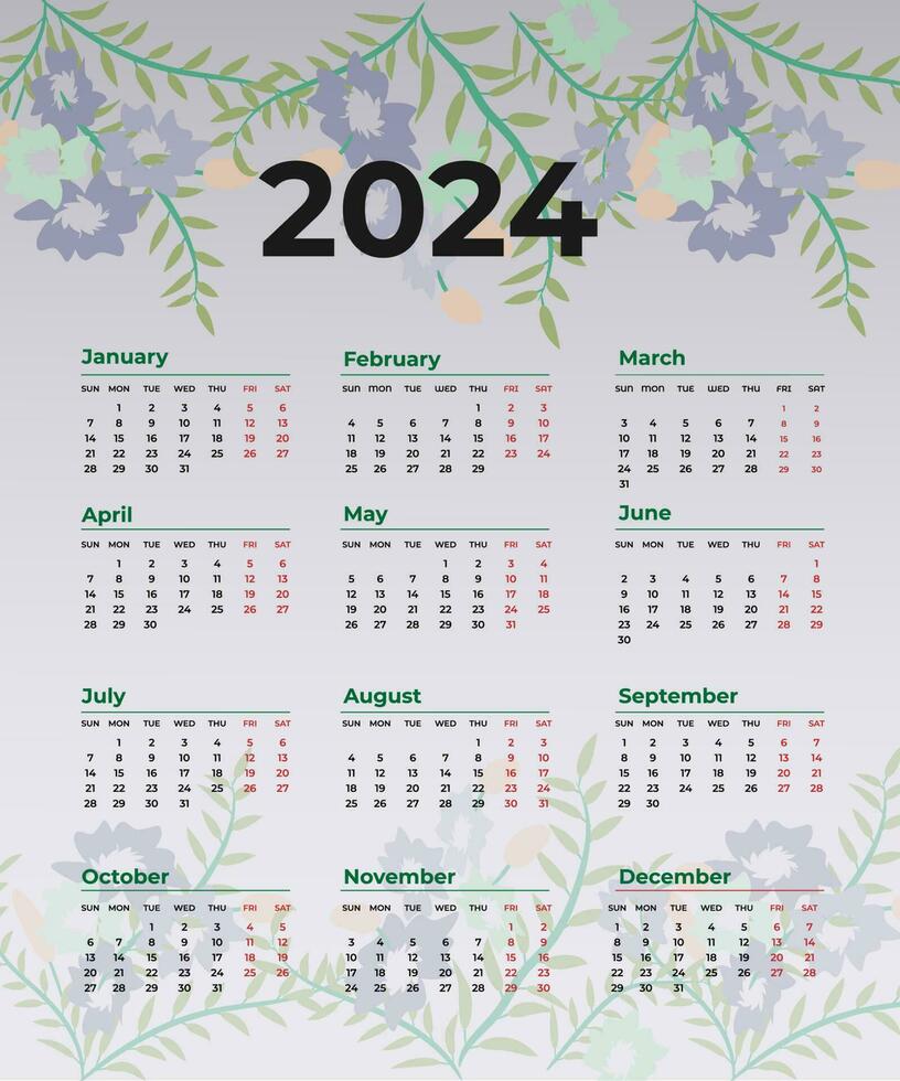 Unique and creative Calendar Design template 2024 vector