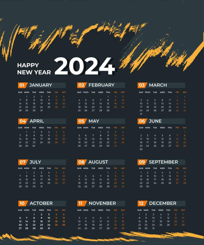 Unique and Creative Calendar design template  2024 vector