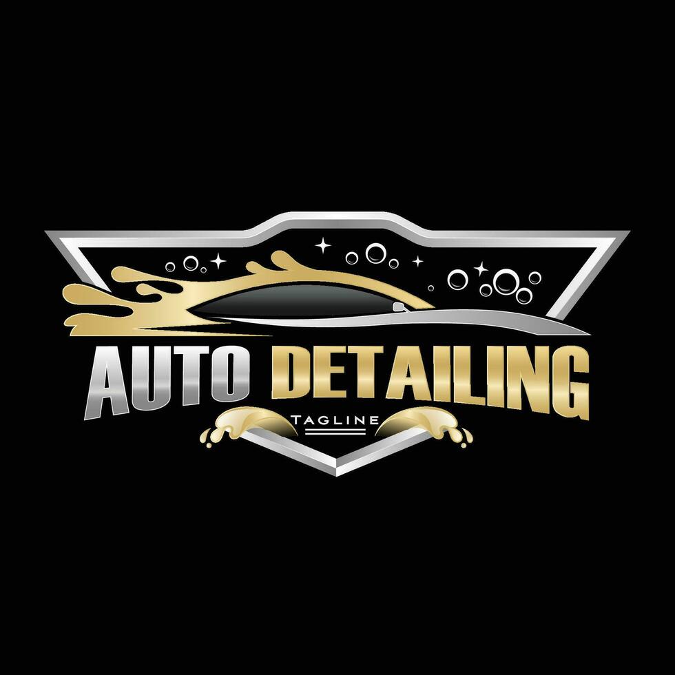 Auto detailing, car dealership carwash logo design template vector