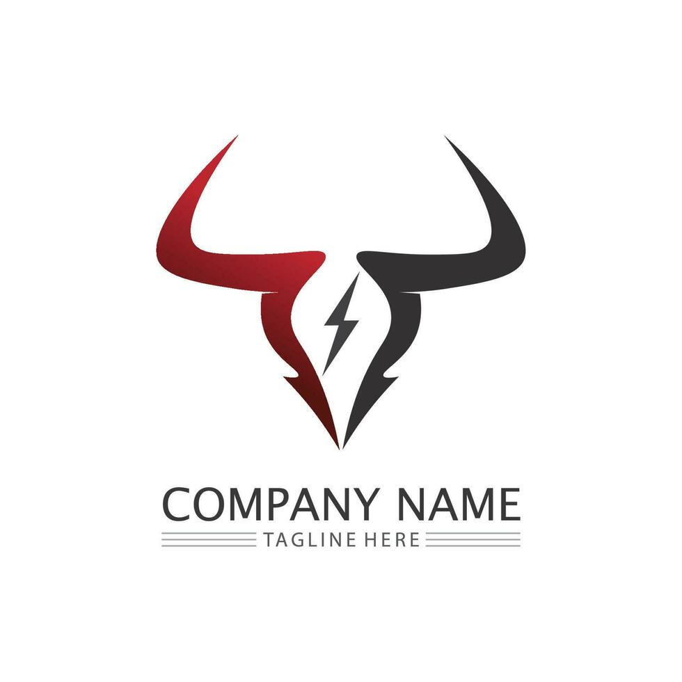Abstract shield bull logo, horn badges logo icon vector