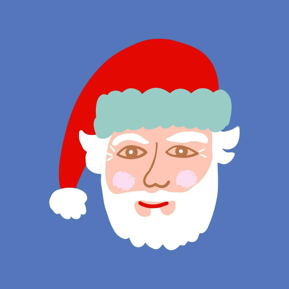 Papa Noel claus rostro. de santa cabeza. antiguo tipo sabio hombre con sombrero vector ilustración. abuelo. Navidad estación.